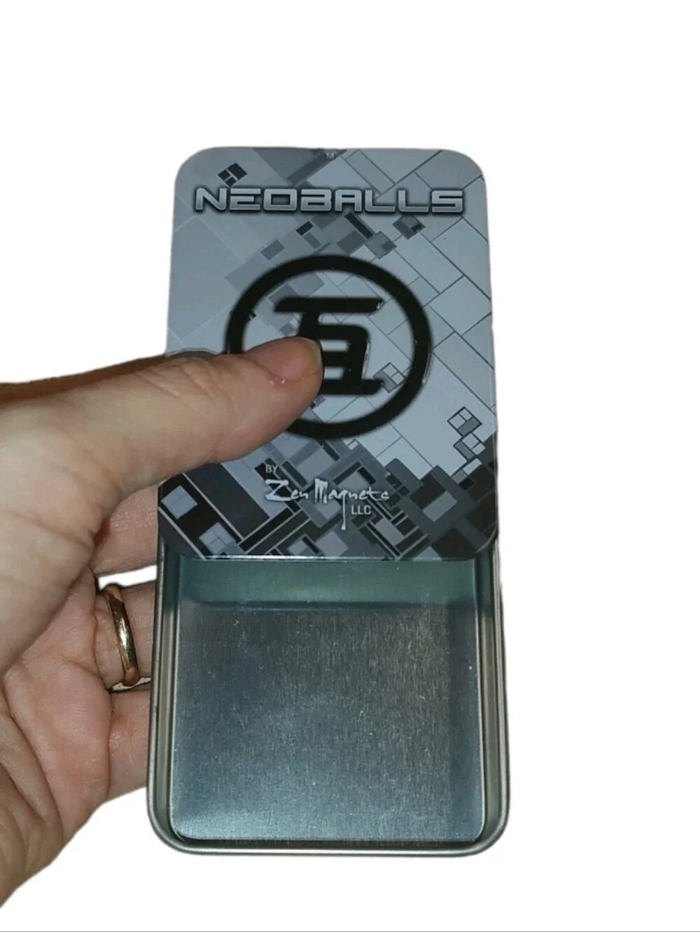 Zen Magnets Neoballs Metal Travel Case Sliding Top Tin Storage Box Container
